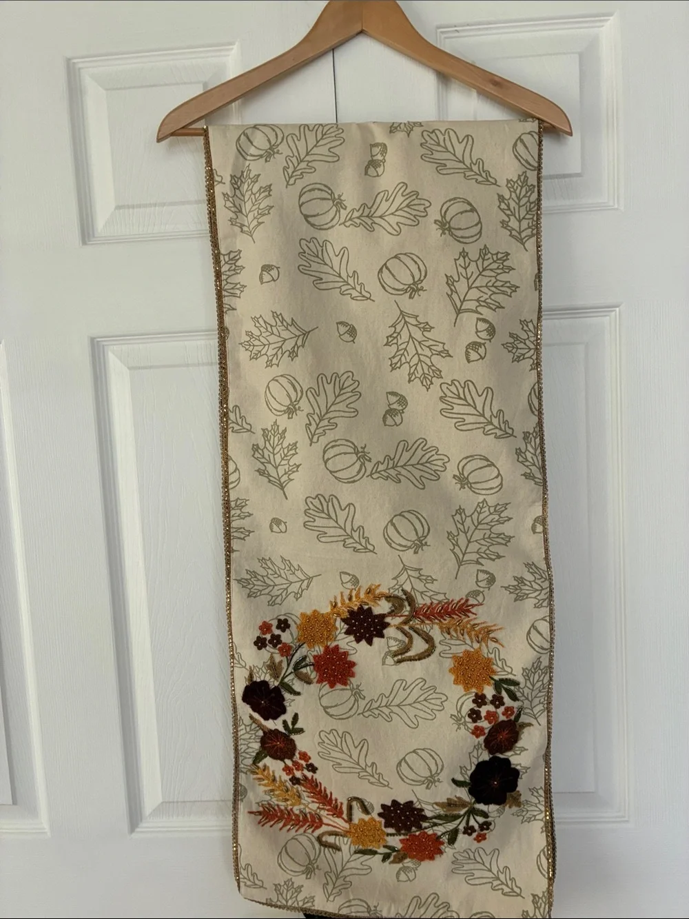 Pier 1 Imports table runner fall harvest 15 x 72” beaded embroidered autumn